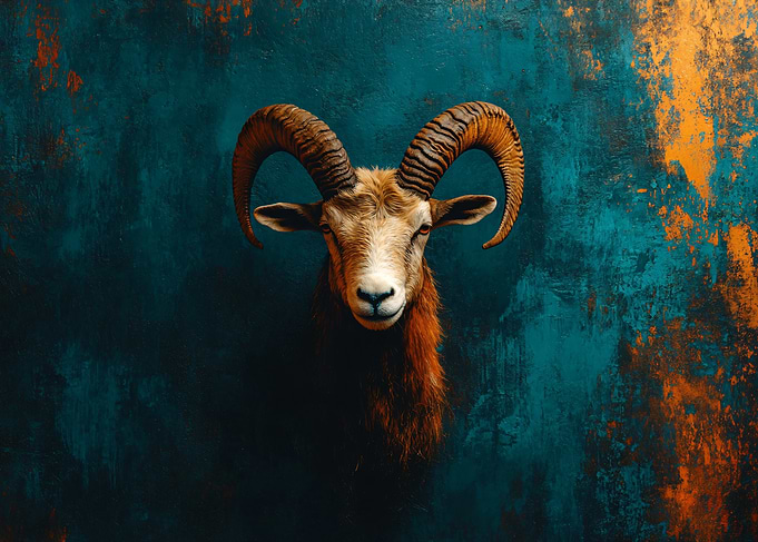 Majestic Ram Portrait on Textured Background