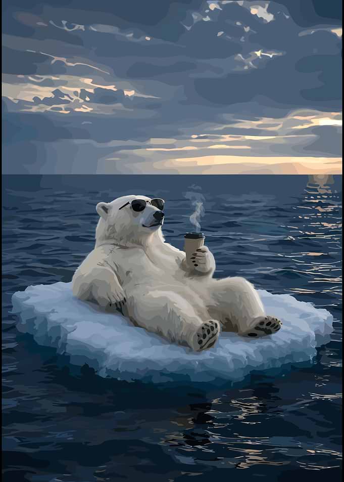Cool Polar Bear Relaxing on Iceberg