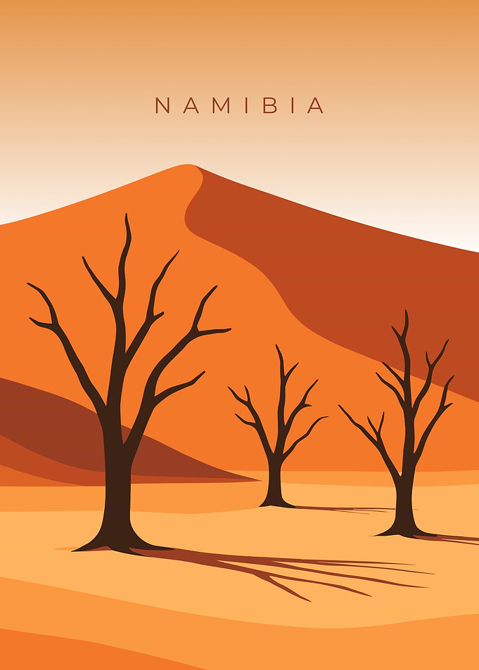 Deadvlei Namibia | Minimal Vintage Travel Poster