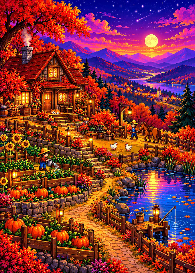 Stardew Valley Cozy Autumn Farmstead Pixel Art