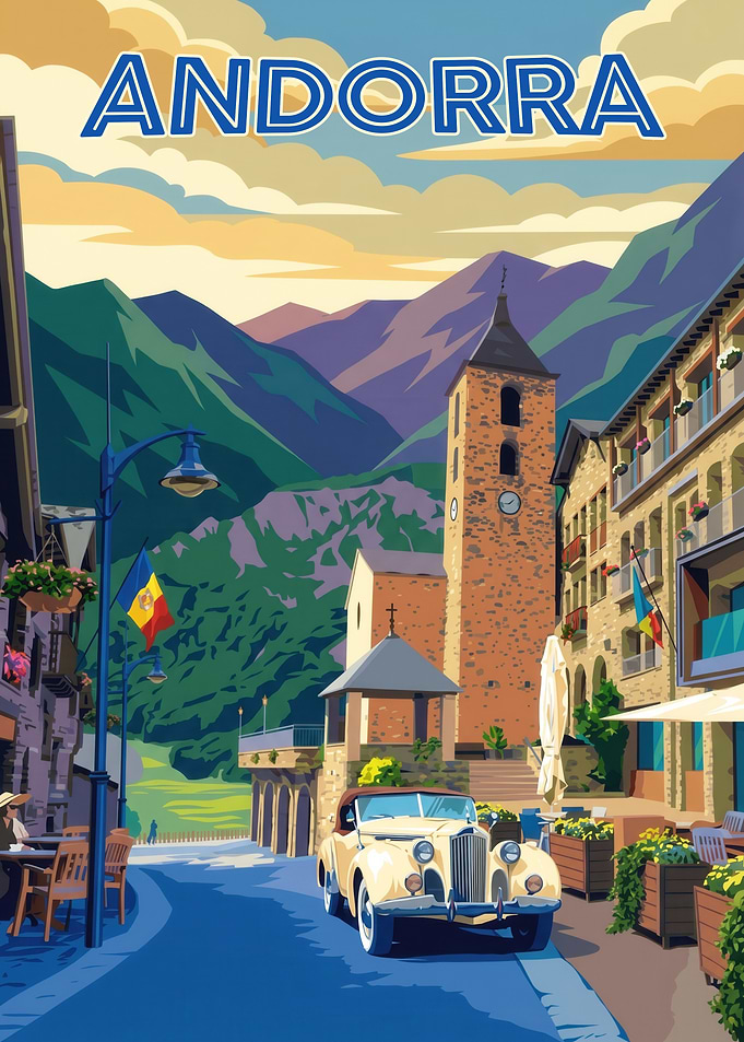 Vintage Travel Poster of Andorra