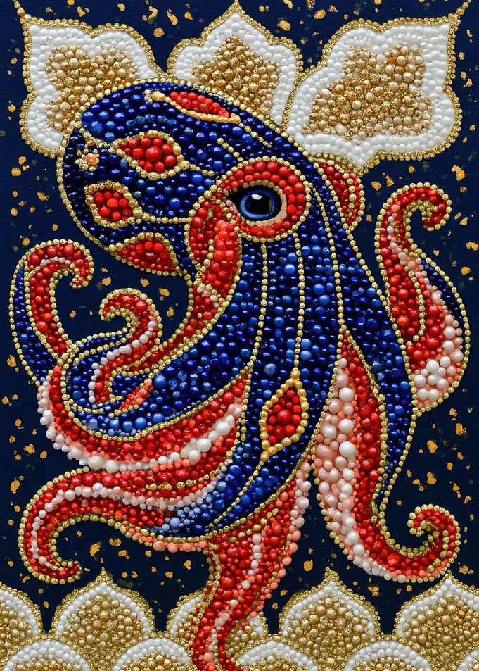 Beaded Octopus Mosaic Art