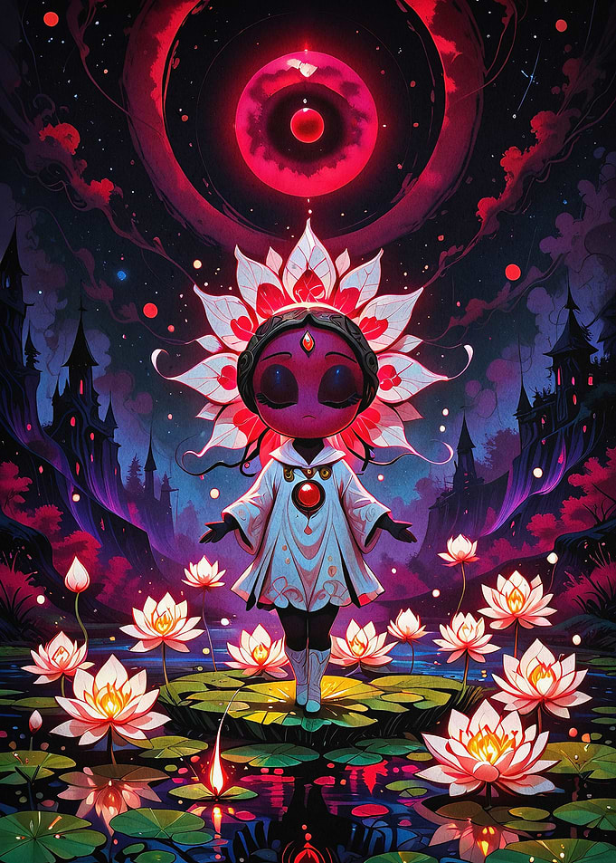 Cosmic Lotus Surreal Fantasy Art