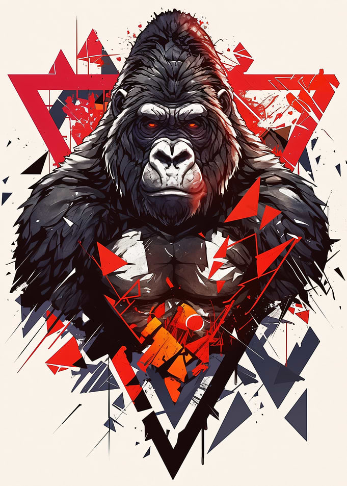 Abstract Geometric Gorilla Portrait