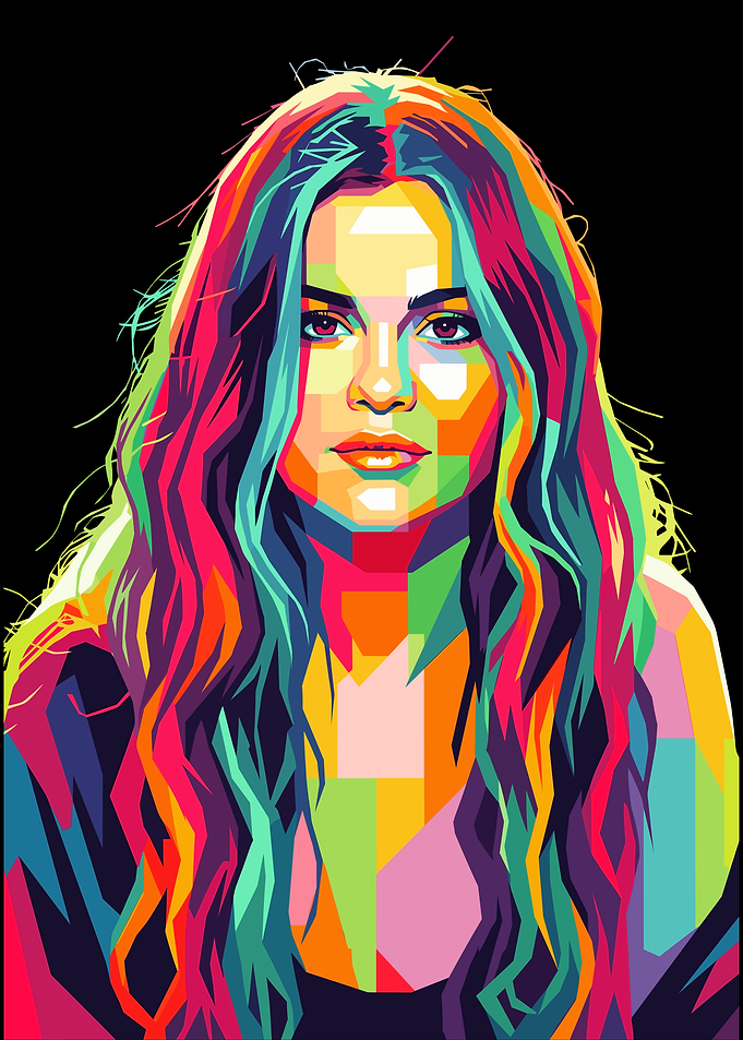 Colorful WPAP Portrait of Selena Gomez