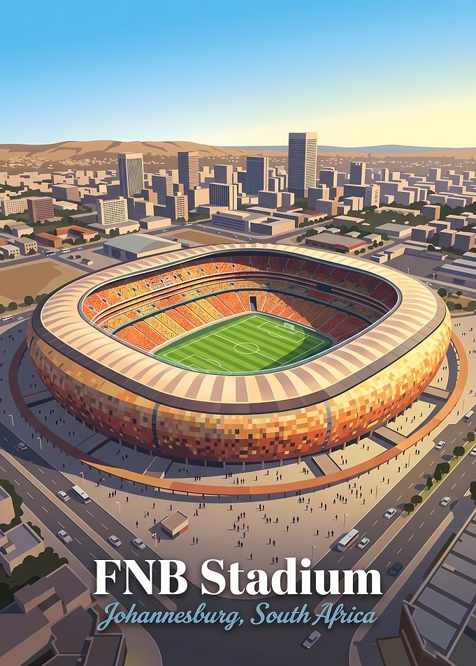 FNB Stadium Johannesburg Travel Poster