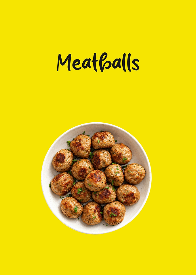 Bowl of Meatballs on Yellow Background