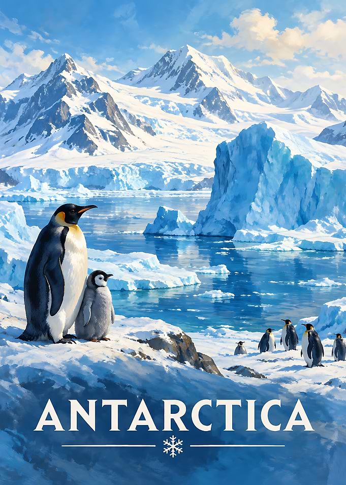 Antarctica Penguin Landscape Poster