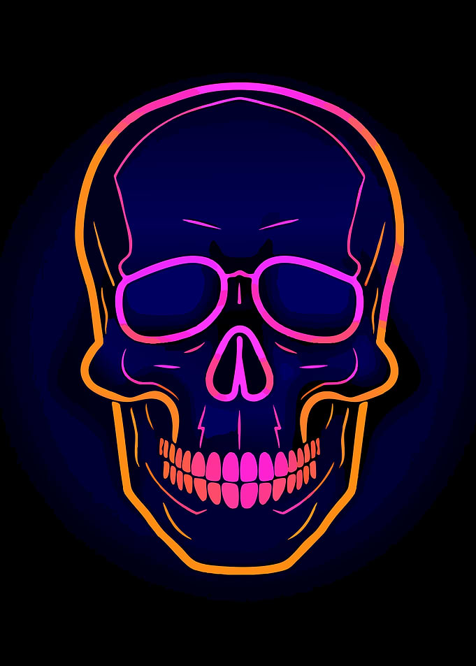 Neon Glow Skull Graphic