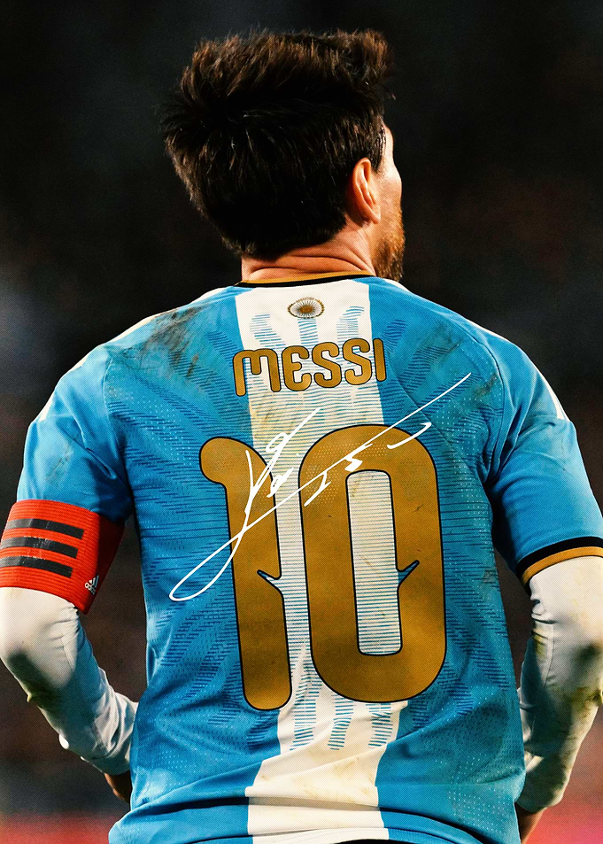 Lionel Messi Argentina Jersey Back View