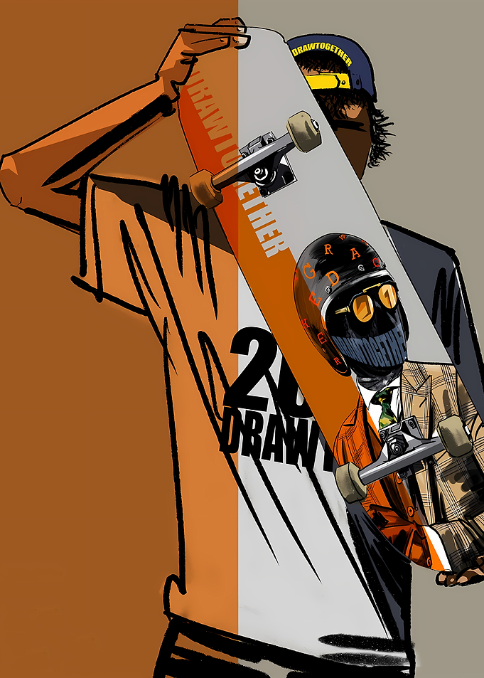 Draw Together Skateboard Graphic Art