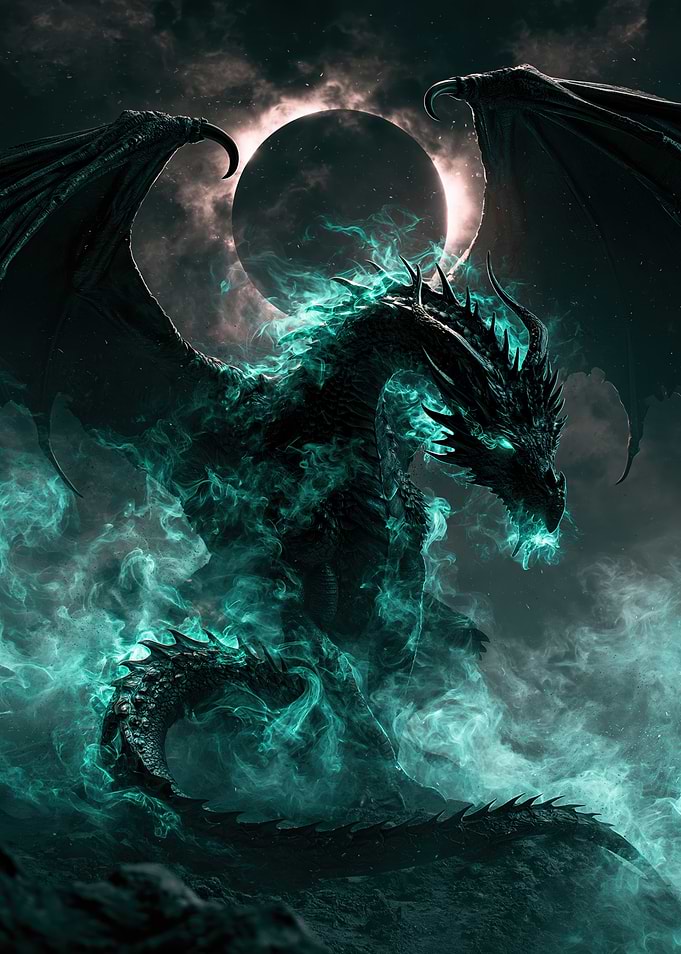 Ethereal Dragon Under Solar Eclipse