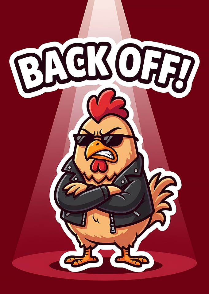 Tough Biker Chicken Sticker Design