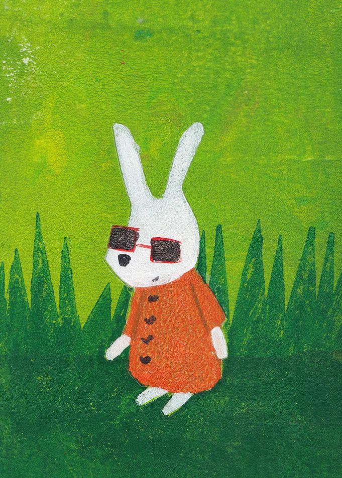 Cool bunny in the grass