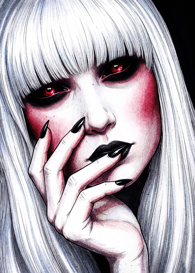 Gothic Woman with Red Eyes
