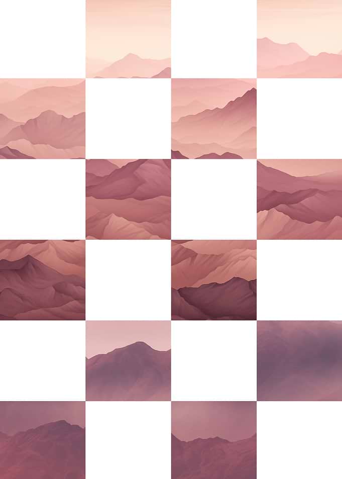 Abstract Mountain Landscape Checkerboard Pattern
