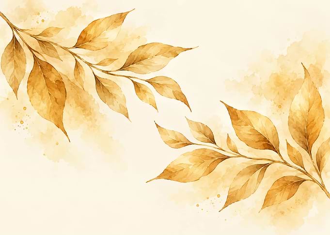 Golden Watercolor Leaf Branches