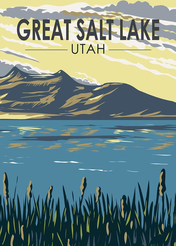 Great Salt Lake Utah Vintage Poster