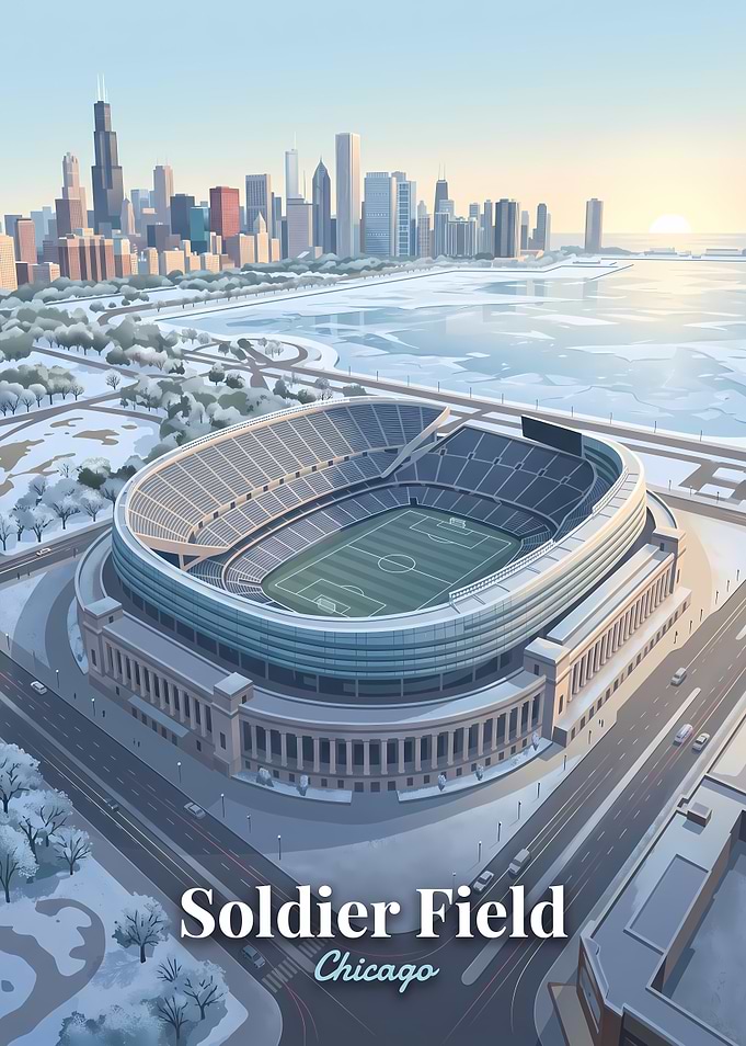 Soldier Field Chicago Winter Stadium Poster