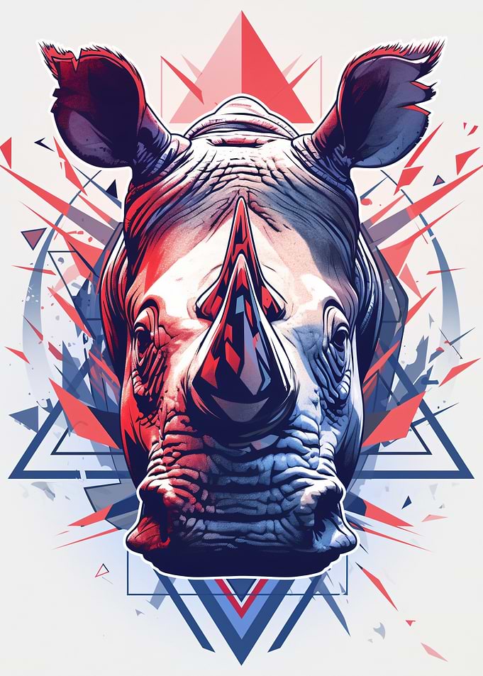 Geometric Rhino Head Illustration