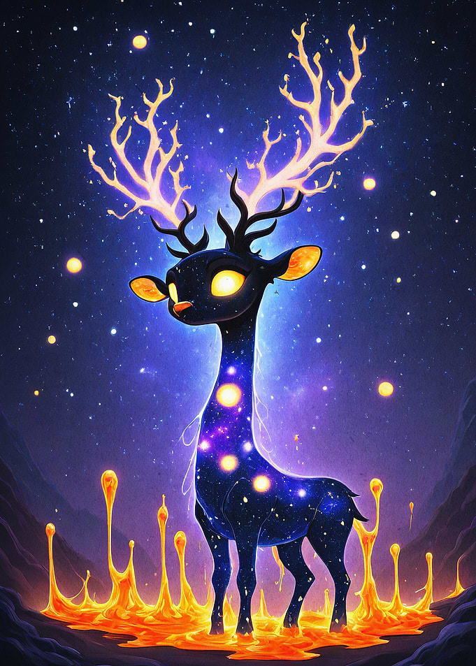 Cosmic Deer Fantasy Art