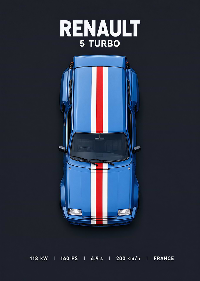 Renault 5 Turbo Top View Poster