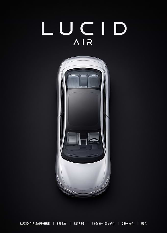 Lucid Air Sapphire Top View Poster