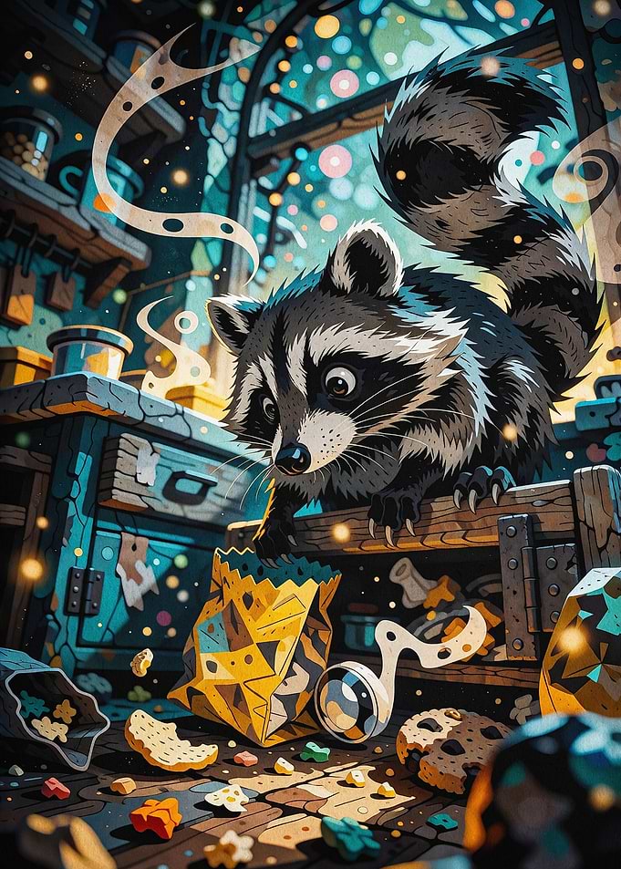 Magical Raccoon Mischief Fantasy Ar