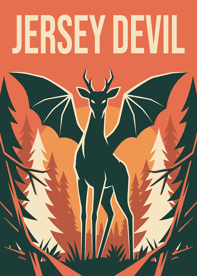 Jersey Devil Vintage Folklore Forest Poster