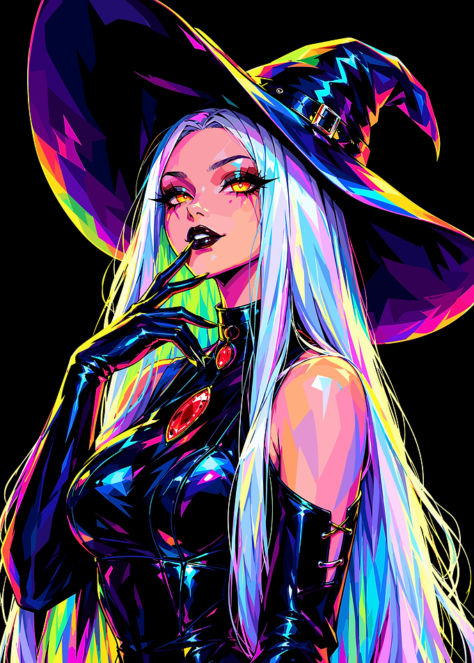Vibrant Pop Art Witch Portrait