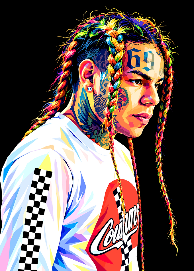 6ix9ine Colorful Low Poly Portrait