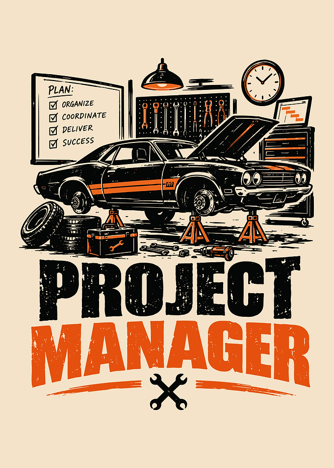 Project Manager Car Mechanic Illustration