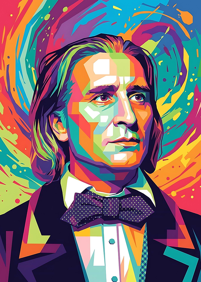 Colorful Pop Art Portrait of Franz Liszt