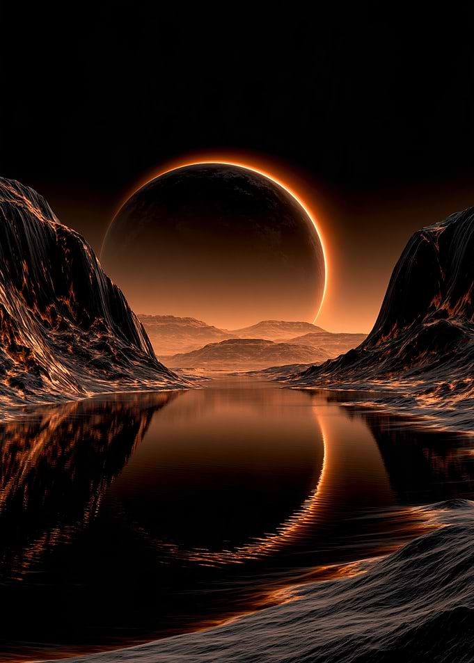 Ethereal Alien Planet Eclipse Landscape