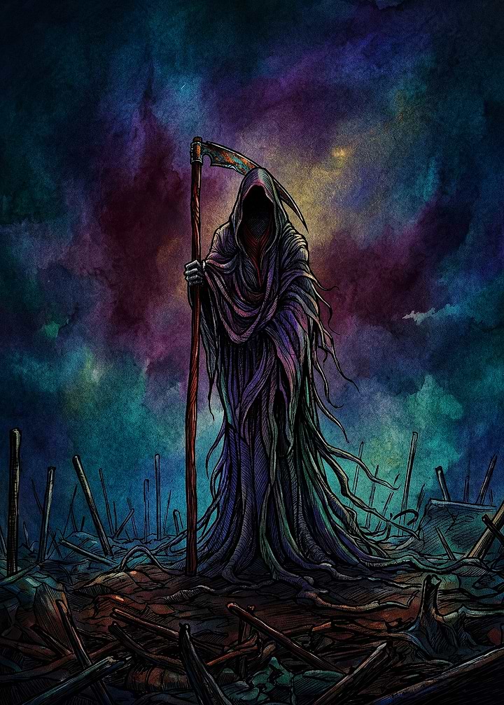 Grim Reaper Standing in Desolation