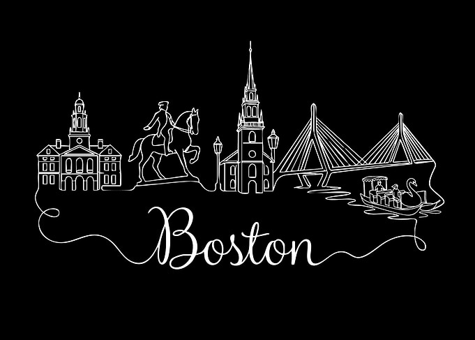 Boston Skyline Minimalist Line Art
