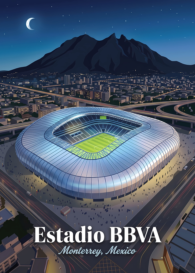 Estadio BBVA Monterrey Mexico Night Poster