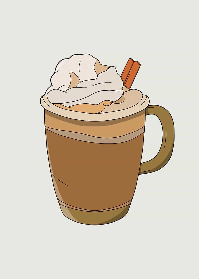 Illustrated Coffee Mug with Whipped Cream