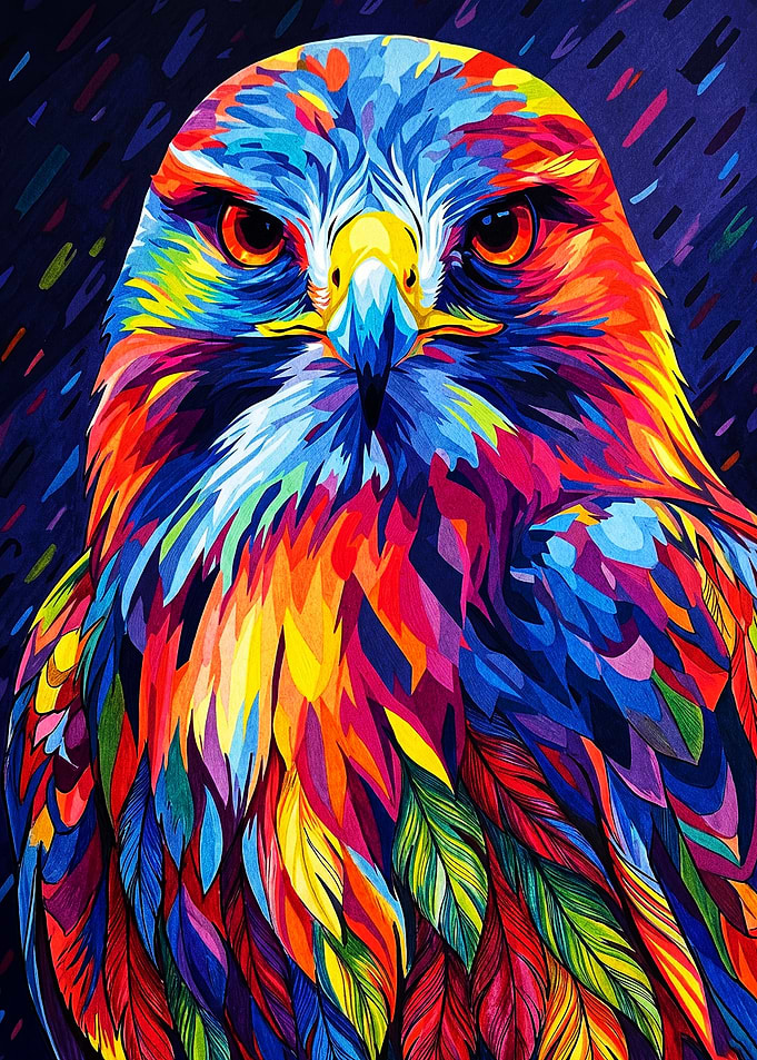 Vibrant Colorful Abstract Eagle Portrait