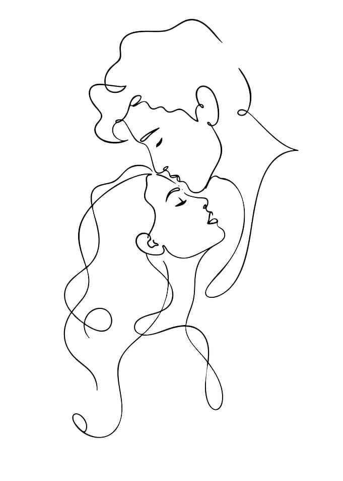 Minimalist One Line Couple Portrait