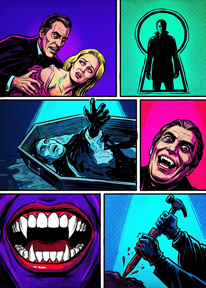 Classic Vampire Horror Comic Strip