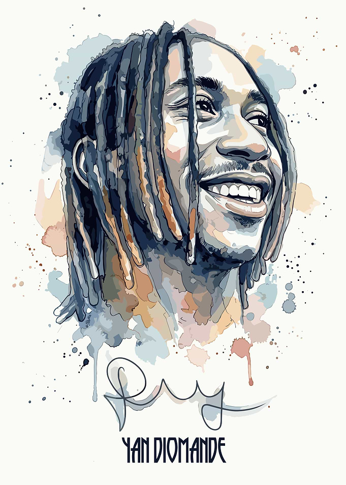 Yan Diomande Watercolor Portrait