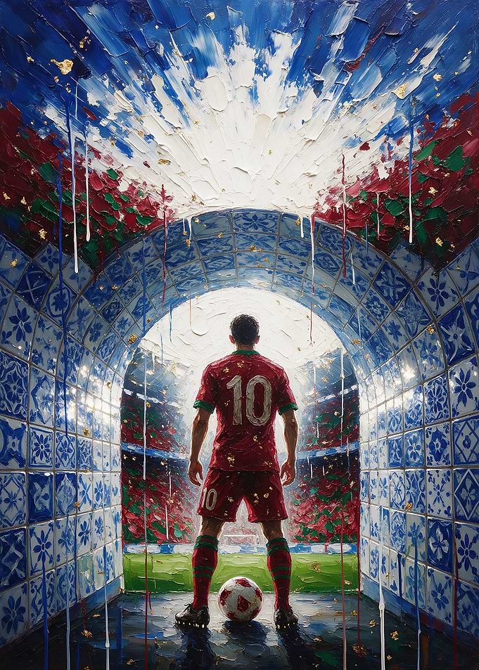 Soccer Player Entering Stadium Tunnel Painting