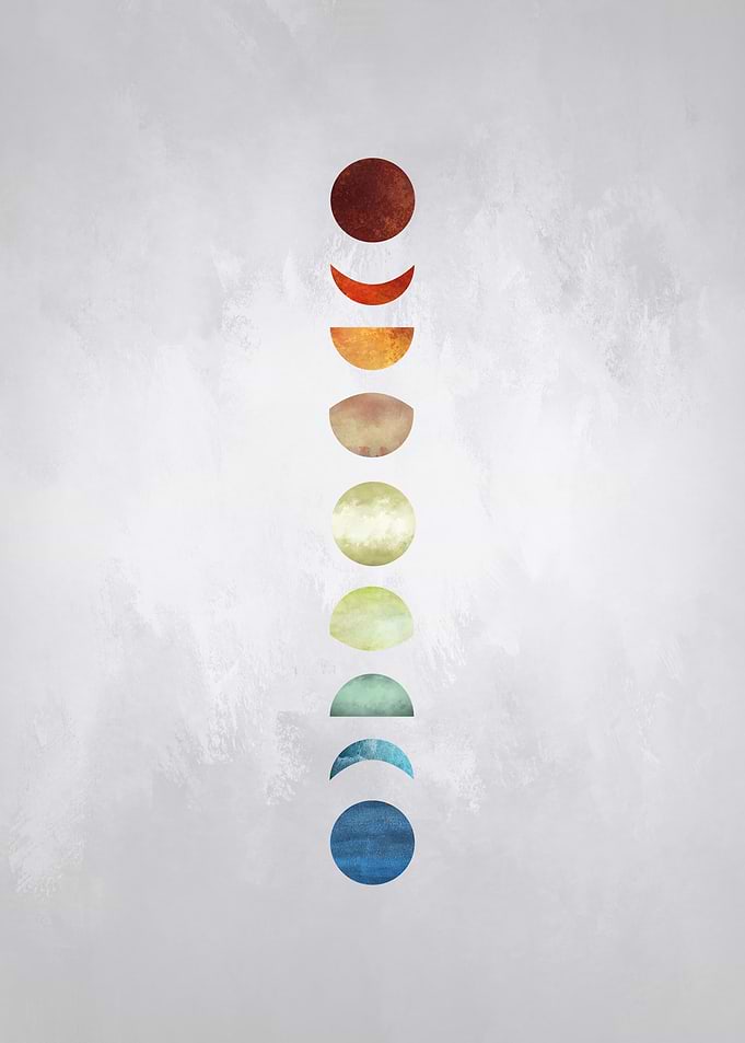 Vertical Watercolor Moon Phases Art