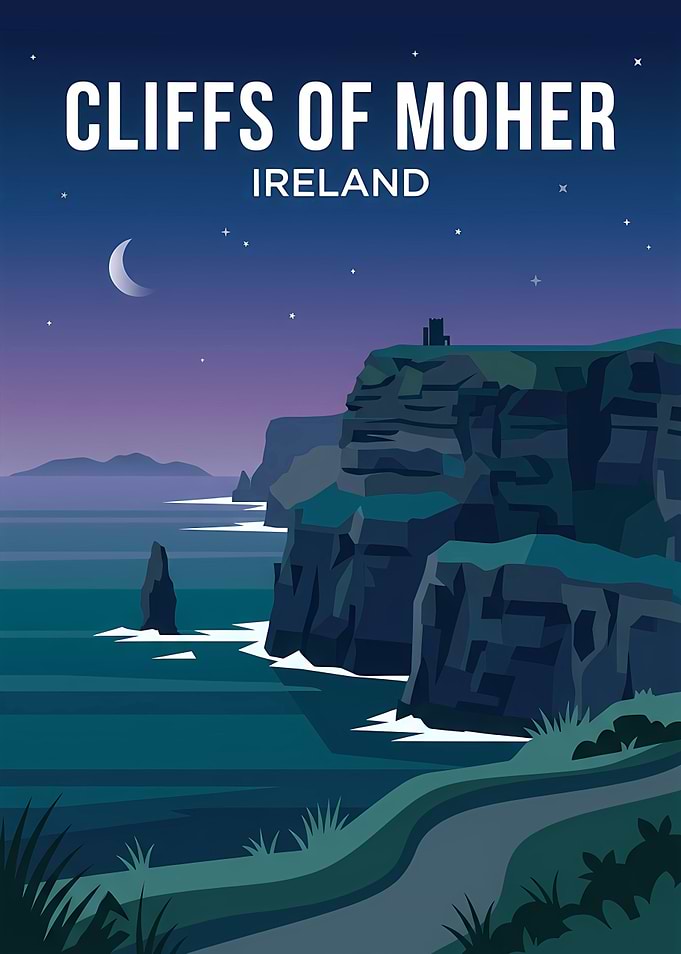 Cliffs of Moher Ireland Travel Poster
