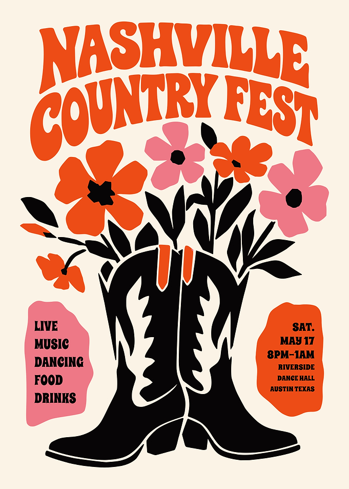 Nashville Country Fest Retro Poster