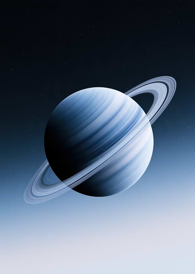 Blue Ringed Planet in Space