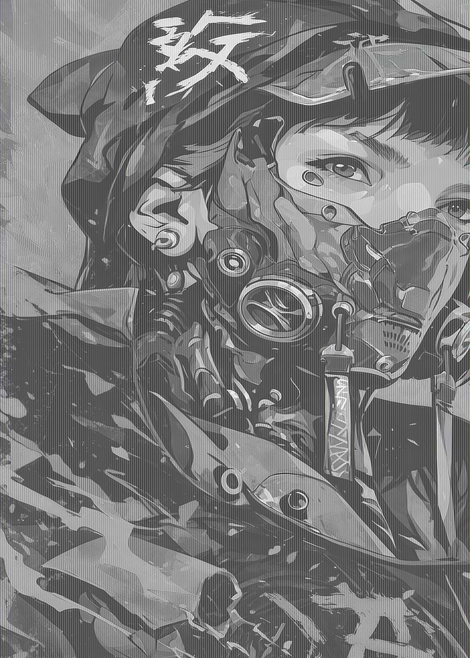 Cyberpunk Anime Girl with Gas Mask