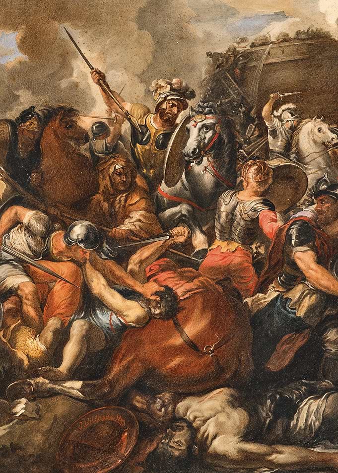 Classical Battle Scene Oil Painting