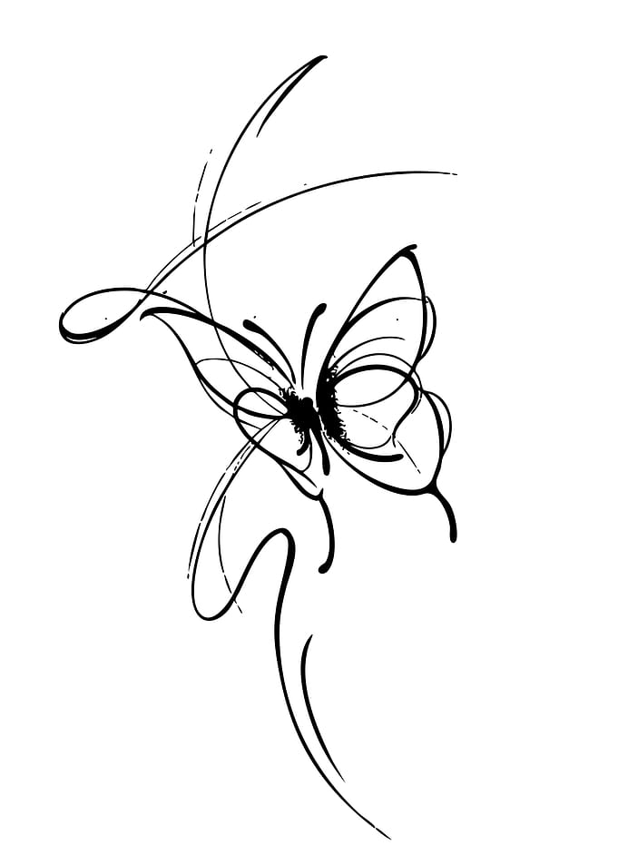 Minimalist Butterfly Line Art Tattoo Design